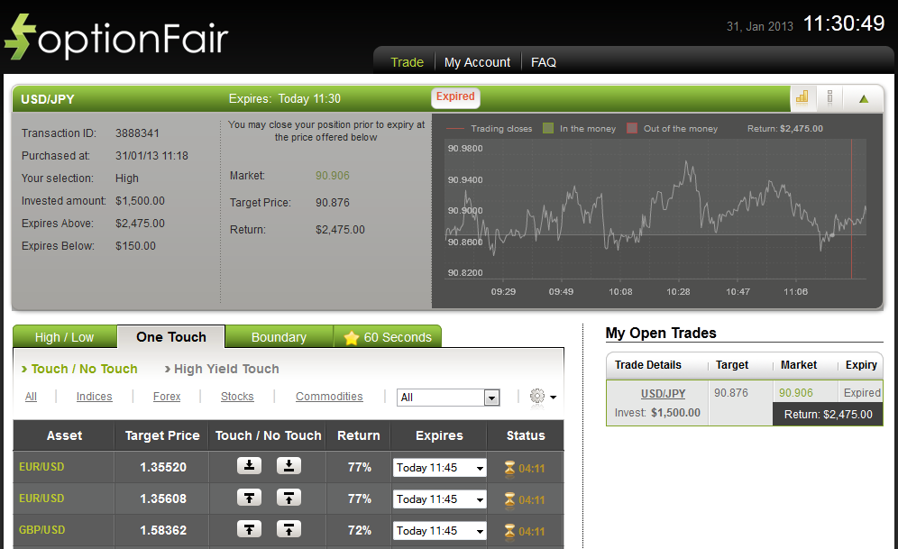 Successful Trade on Jan 31, 2013 USDJPY
